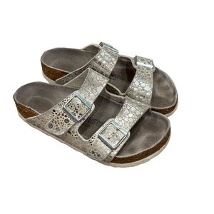 Birkenstock Arizona Slides Metallic Stones Silver Sandals EUR 35 US 4 4.5